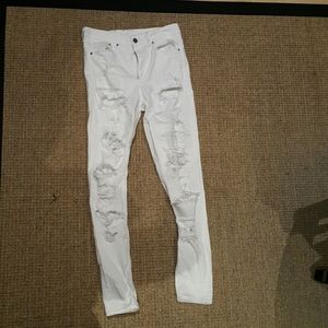 Distressed skinny high waist ankle jeans